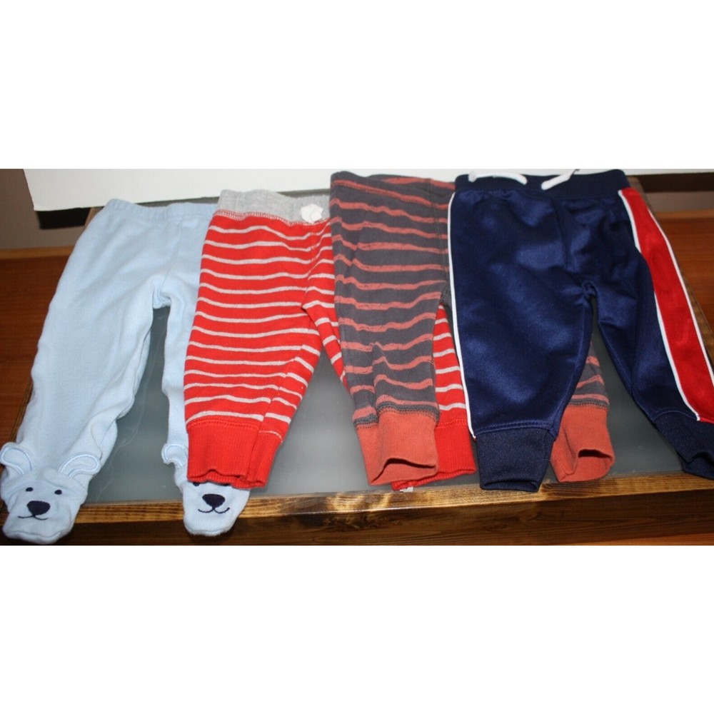 Lot of Four Baby Boy Pants Sz 3/6 Mo Child of Mine Garanimals Gerber carter's